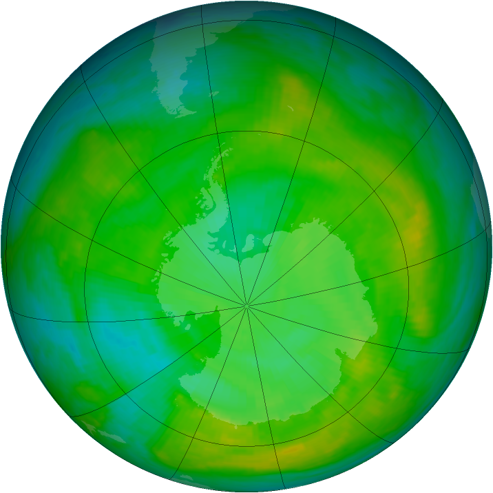 Antarctic ozone map for 21 December 1983